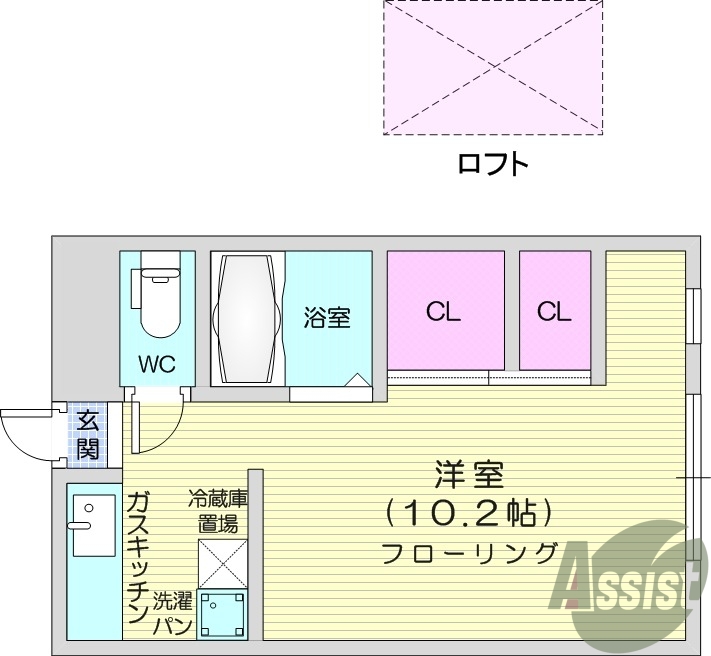 写真は別室です。1R、室内洗濯機置場、ロフト、浴室乾燥機