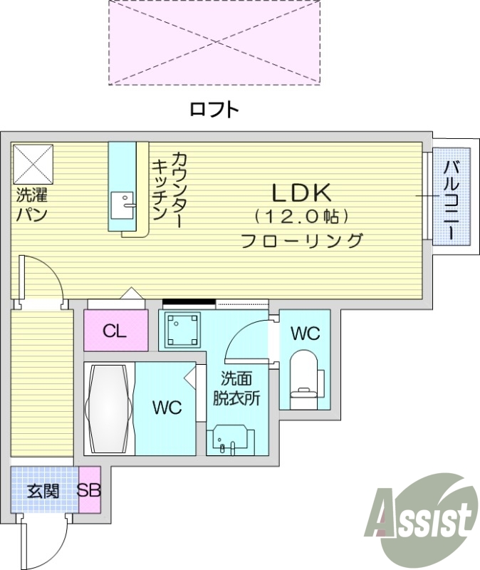 １Ｒ、クローゼット、浴室乾燥機、バルコニー