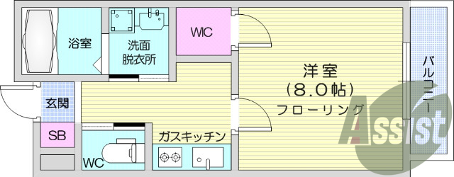 1Ｋ、オートロック、エアコン、システムキッチン、追い炊き。