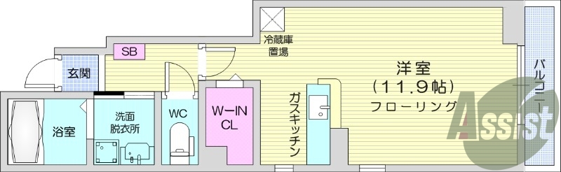 1R、浴室乾燥機、ウォークインクローゼット、追焚機能、角部屋