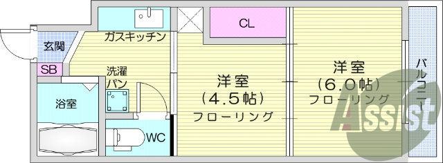 2K、暖房便座、エアコン、シューズボックス、都市ガス