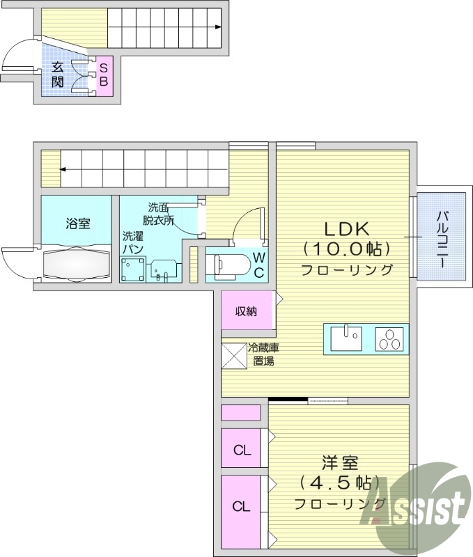 1LDK、オール電化、3口ＩＨコンロ、ＴＶ付インターホン