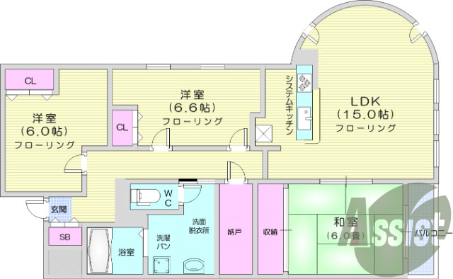 ３ＬＤＫ、給湯、エアコン、ＩＨコンロ、オートロック。