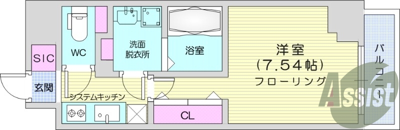 1K、オートロック、浴室乾燥機、オートバイ駐輪場