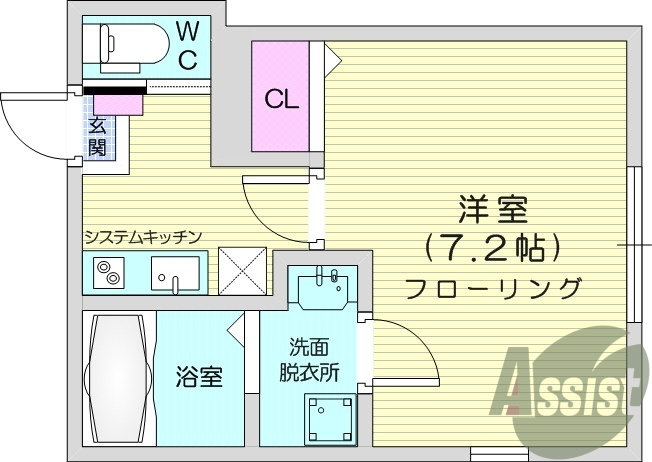 1K、エアコン、モニター付きインターホン