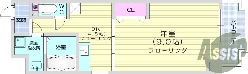 1DK、オートロック、宅配BOX、インターネット無料