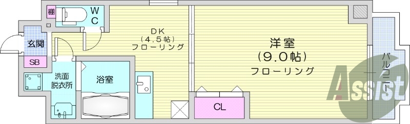 1DK、都市ガス、エレベーター、オートロック、ネット無料