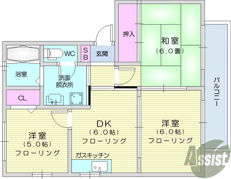 ３ＤＫ、収納、セパレート、脱衣場、シューズボックス、角部屋