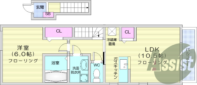 １ＬＤＫ・エアコン・独立洗面・シューズボックス