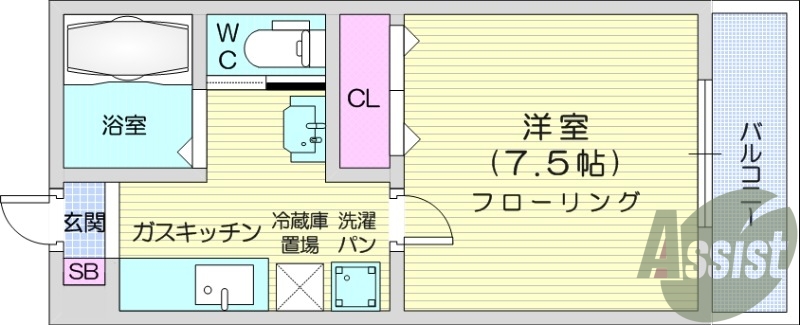 1K、独立洗面台、都市ガス、モニター付きインターフォン