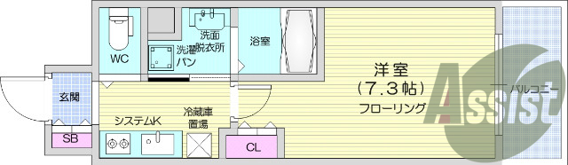 1K・オートロック、防犯カメラ、宅配BOX、エアコン