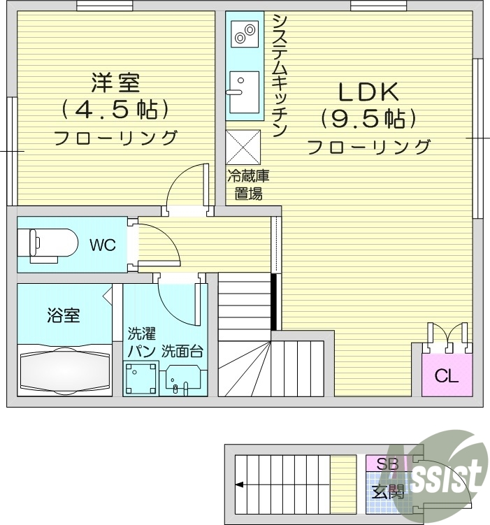 1LDK、ペット相談、浴室乾燥機、防犯カメラ。