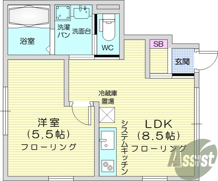 1LDK、ペット相談、浴室乾燥機、防犯カメラ。