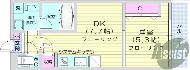 1DK、浴室乾燥機、IHコンロ、TVモニターホン、専用庭