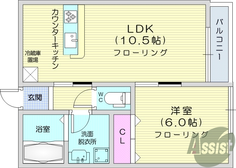 １LDK、温水洗浄便座、追い焚き機能、シャンプードレッサー