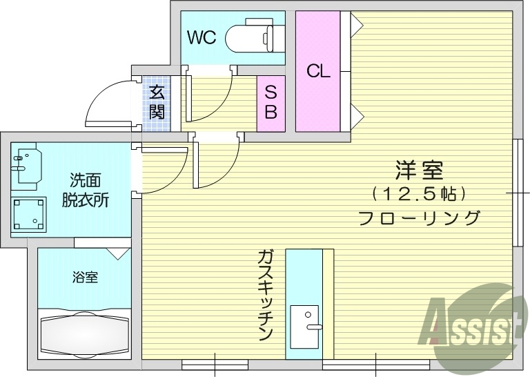1R、バス・トイレ別、温水洗浄便座、独立洗面所、洗濯機置場