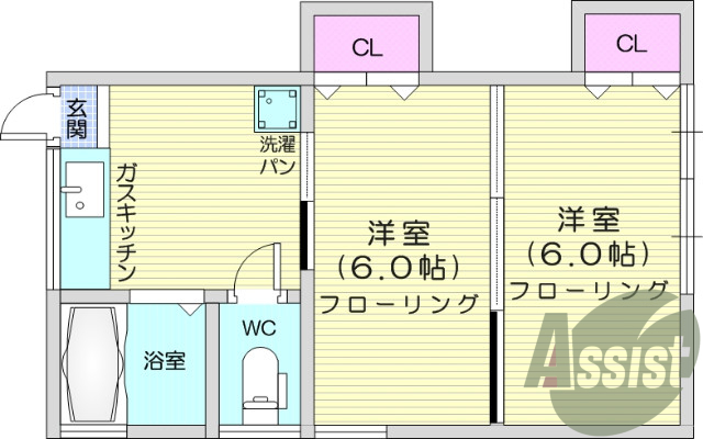 2K、ペット可、都市ガス、TVインターホン、