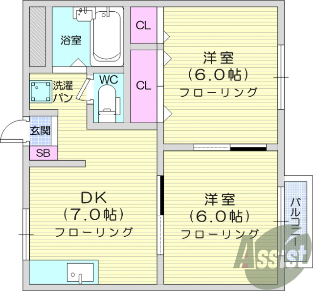 2DK、温水洗浄便座、エアコン、モニタ付インターホン