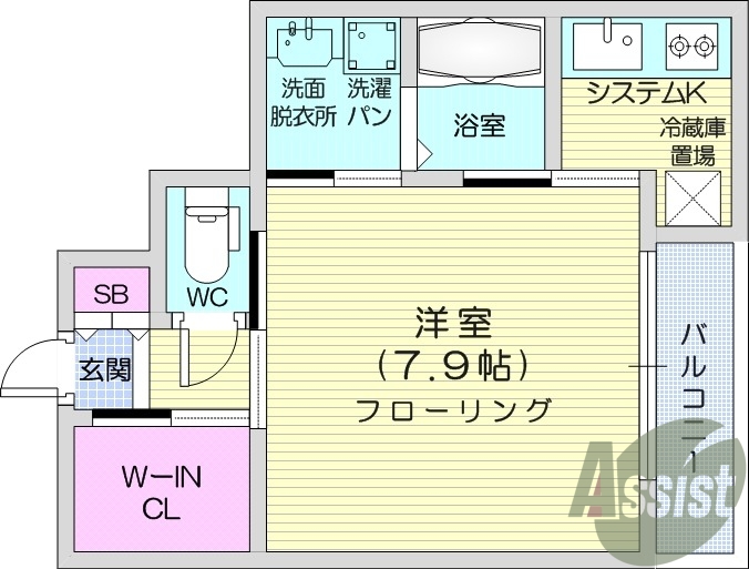 1K、追い焚き機能、浴室乾燥機、バストイレ別、独立キッチン