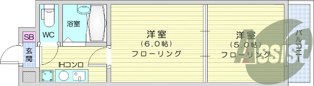 ２K、フローリング、エアコン、クローゼット