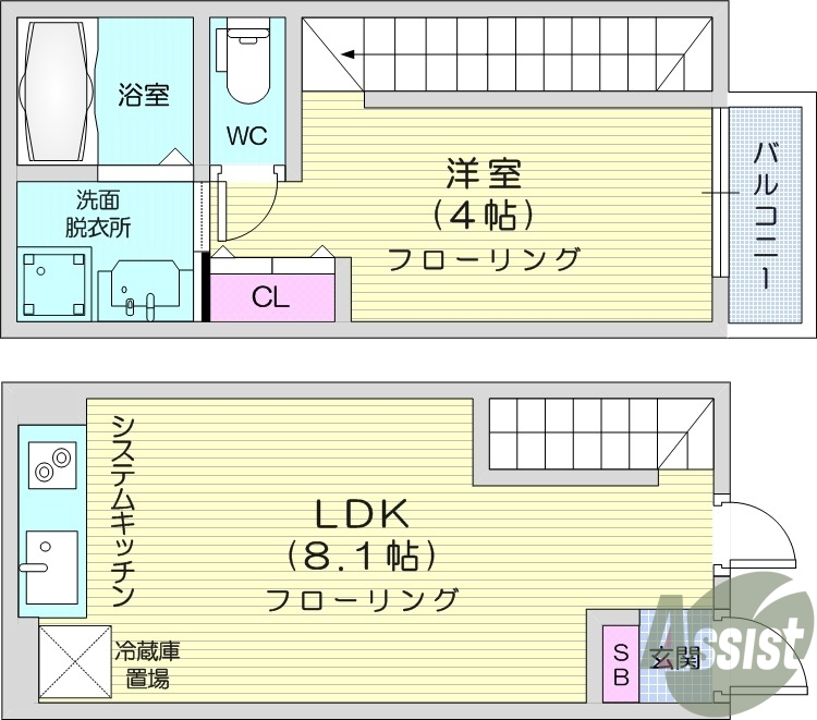 1LDK、ペット相談、都市ガス、メゾネットタイプ、エアコン