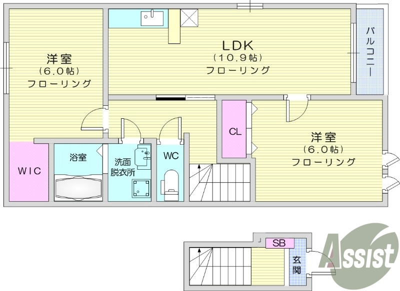 2LDK、角部屋、トランクルーム、エアコン2台