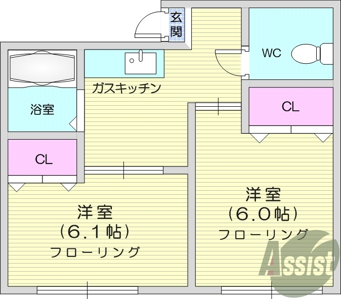 2K、南向き、エアコン、角部屋、ペット飼育可