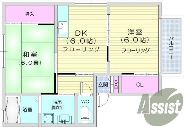 ２ＤＫ、追炊き機能、バルコニー、クローゼット、押し入れ