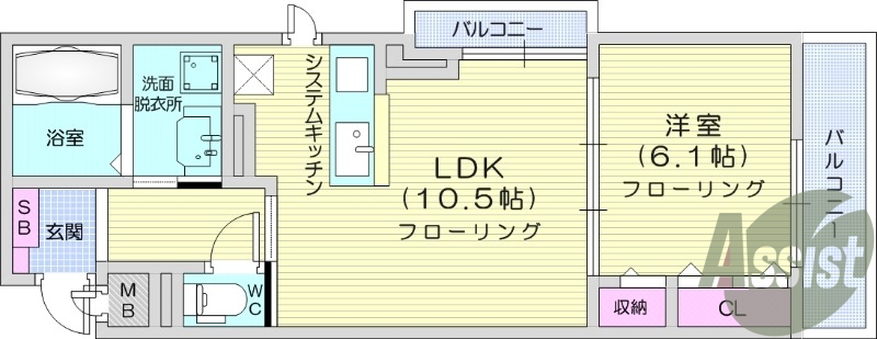 １LDK、オートロック付、ネット使用料不要、エアコン2台付き
