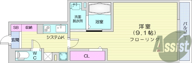 1K、インターネット無料、エントランスオートロック