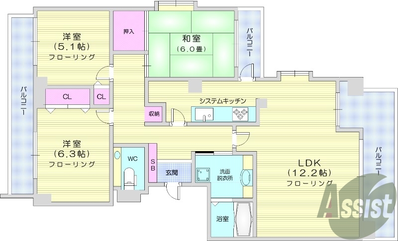 3ＬＤＫ・エアコン・都市ガス・オートロック