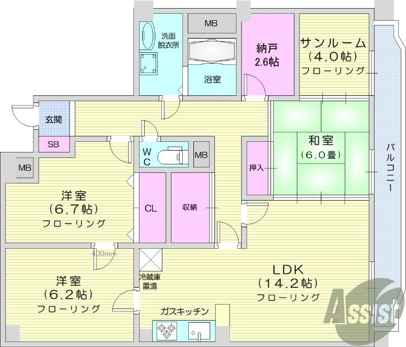 ３SLDＫ、都市ガス、システムキッチン、温水洗浄便座