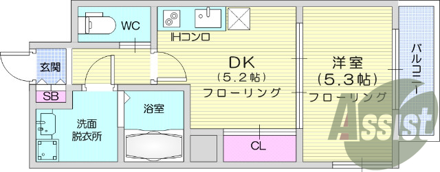 1DK、IHコンロ、追い炊き、浴室乾燥機、宅配BOX