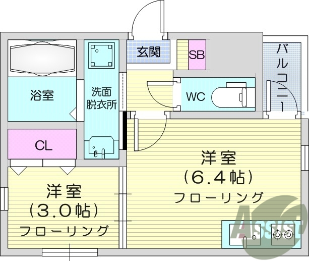 1DK、システムキッチン、オートロック、最上階角部屋