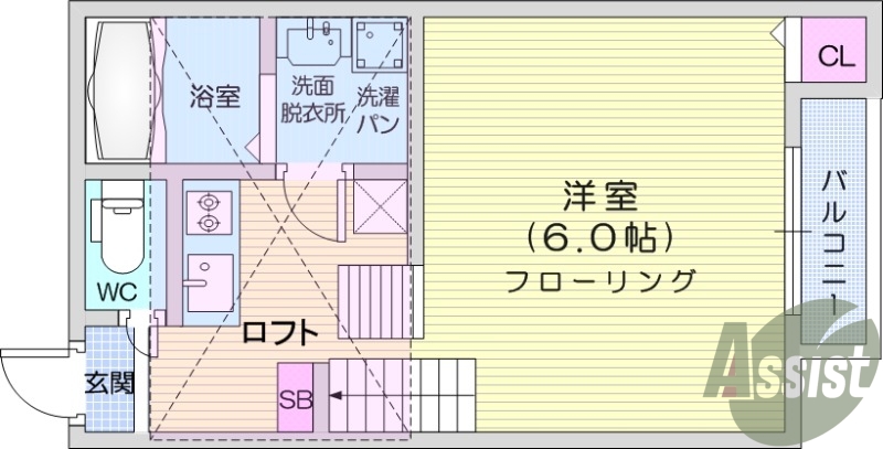 1K、ロフト付、浴室室乾燥機、温水洗浄便座、エアコン