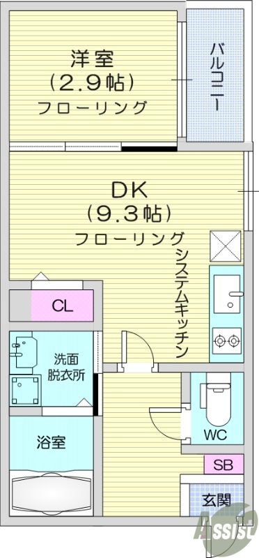 1DK、ネット無料、浴室乾燥、独立洗面台、オートロック、BS