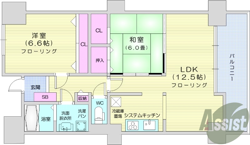 ファミリー向け2LDK、オートロック、オール電化