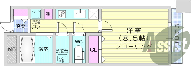 バス・トイレ別、独立洗面台、モニタ付きインターホン