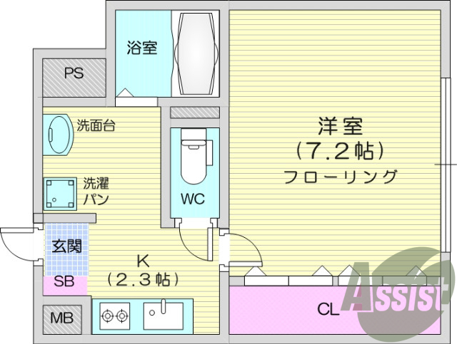 1K、洗面化粧台、二重サッシ、ネット無料、TVインターホン