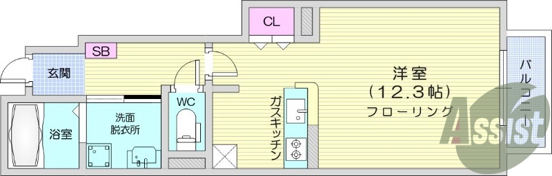 1R、追い焚き、浴室乾燥、バストイレ別、プロパン