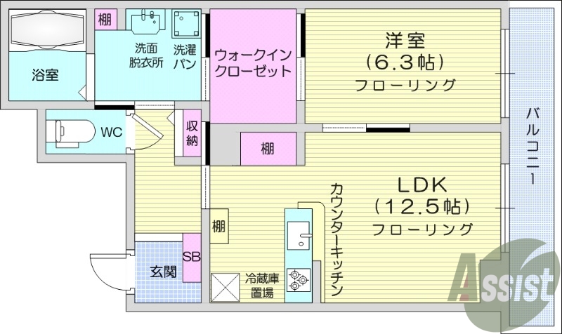 1LDK、オートロック、防犯カメラ、宅配ボックス