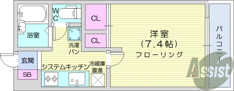 １K、ロフト、バストイレ別、インターネット無料、エアコン