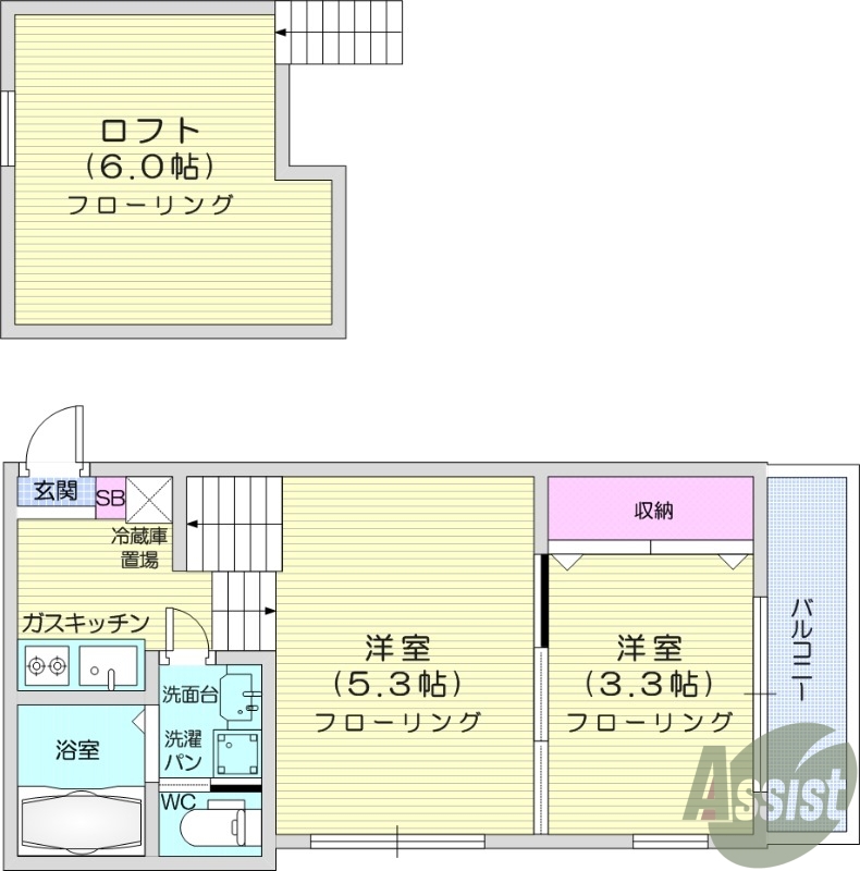 2K、デザイナーズ、シーリングファン、エアコン。
