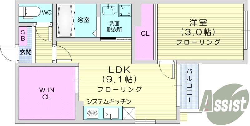 １LDK、インターネット無料、オートロック、浴室乾燥、