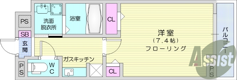 1K、ネット無料、オートロック、宅配BOX、浴室乾燥