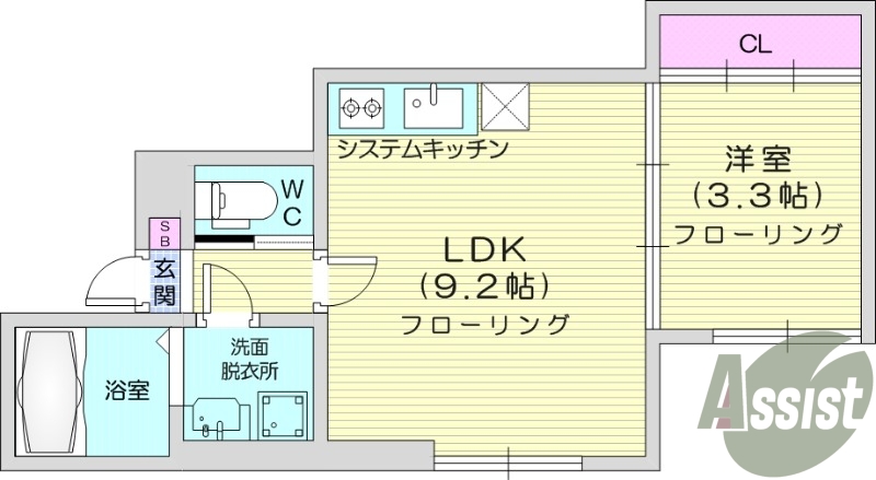 1LDK、浴室乾燥機、追い焚き給湯、都市ガス、オートロック