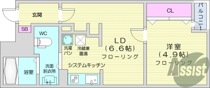 1DK、インターネット無料、独立洗面、バストイレ別