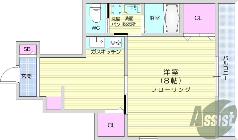 1K、バス・トイレ別、温水洗浄便座付き、追い炊き機能付き