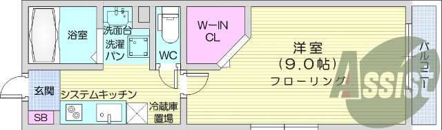 1K　エアコン、浴室乾燥機、インターネット無料、IH