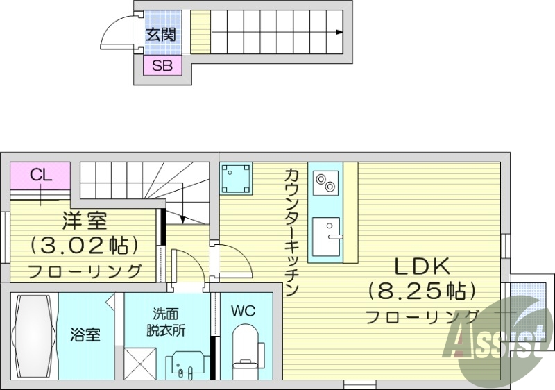 1LDK、角部屋、最上階、モニタ付インターホン